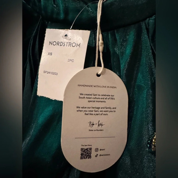 Sani Adya Drape Saree - Emerald size XS retail $598.00 new Indian Wedding Lengha - Picture 6 of 8